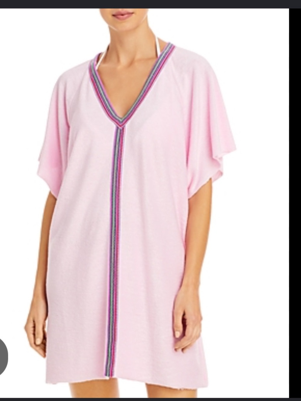 Pitusa Light Pink Terry Cloth Coverup with Multicolor Trim